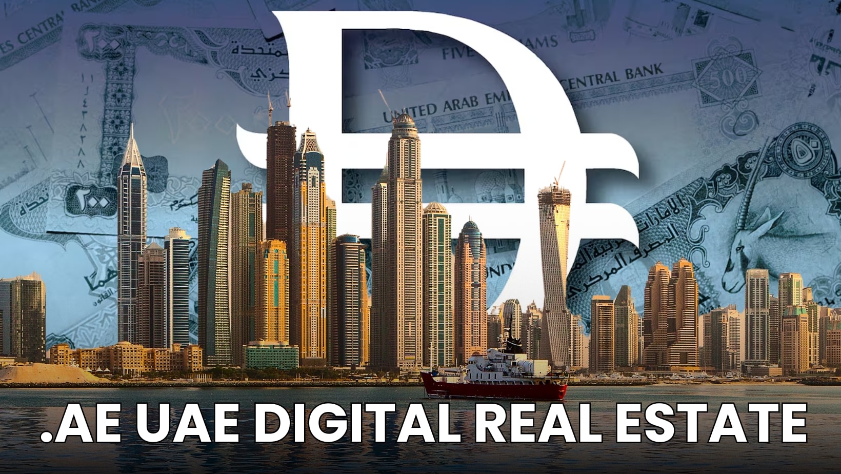 Image promoting .ae digital real estate services available through Gatehills for acquiring .ae domains.