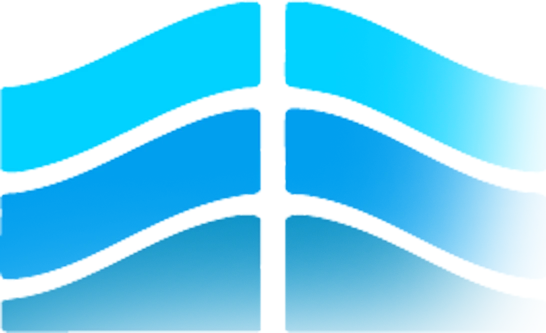 Stylized Gatehills icon featuring layered blue wave elements, used as a background visual on the “Buy .ae Domain” page. Represents Gatehills, an official .ae domain registrar.