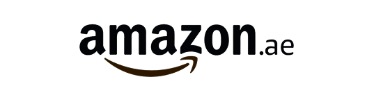 Amazon logo on a black background, featuring the .ae domain extension, indicating its presence in the UAE market.