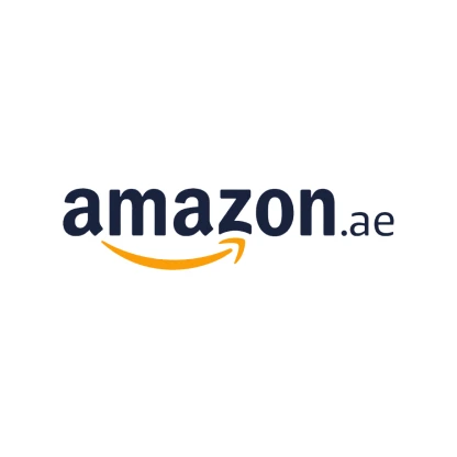 Amazon UAE logo, showcasing the shopping app design as seen on mobile and desktop versions of the website.