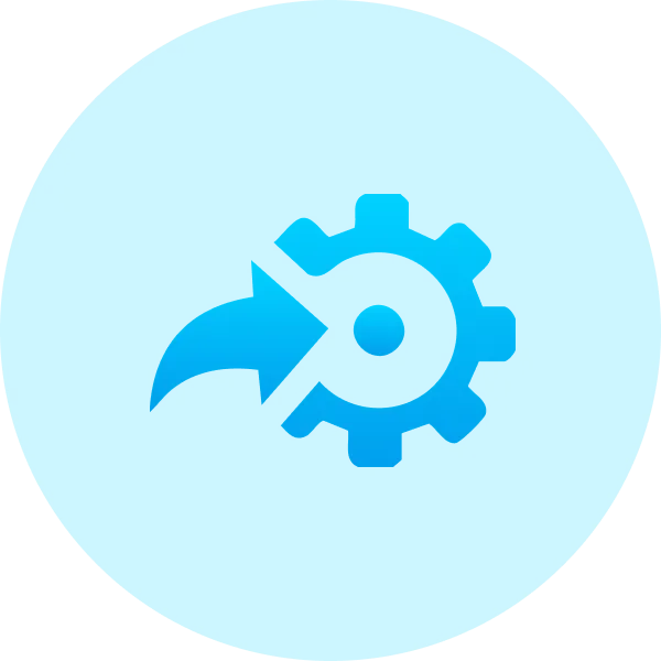A blue circle with a slightly darker blue gear and bird beak symbol in the center, blending together to form a stylized logo—perfect for businesses looking to buy domain from Gatehills or seeking to buy ae domain.