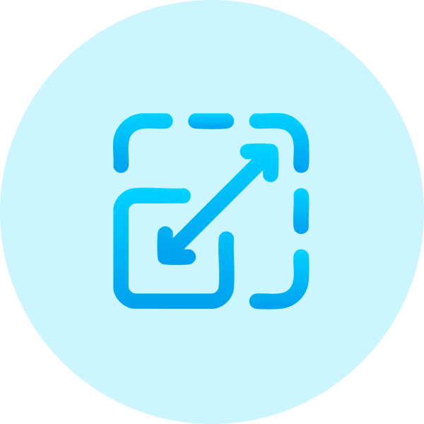 Blue circular icon with a square outline and an arrow pointing diagonally upward and to the right, symbolizing expanding or opening in a new window—ideal for actions like buy domain from Gatehills or exploring buy ae domain options.