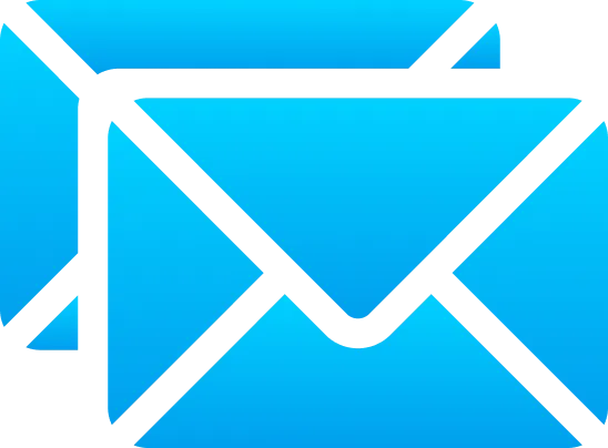 Two overlapping blue envelope icons on a white background, representing email—ideal for Gatehills domain name registration and Buy .ae domain services.