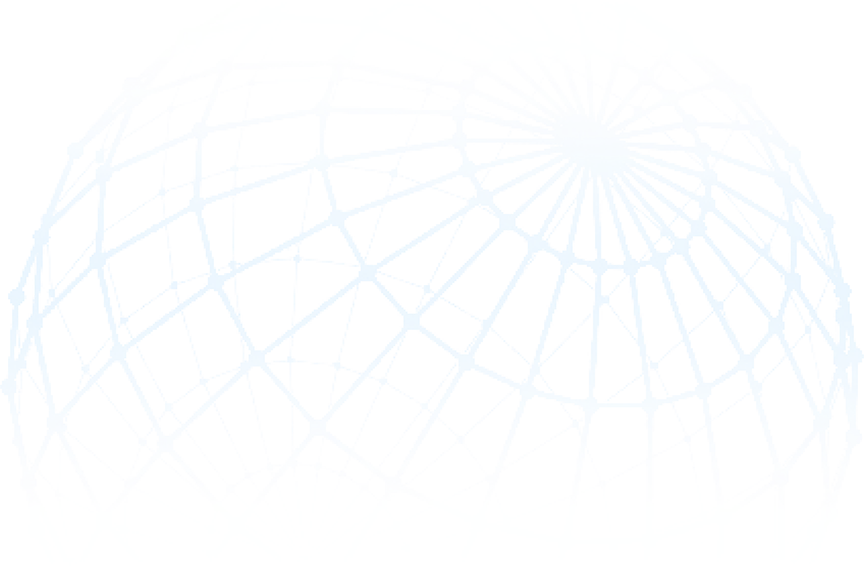 A blue, dome-shaped digital structure made of connected lines and nodes, representing a network — symbolizing online connectivity or domain services