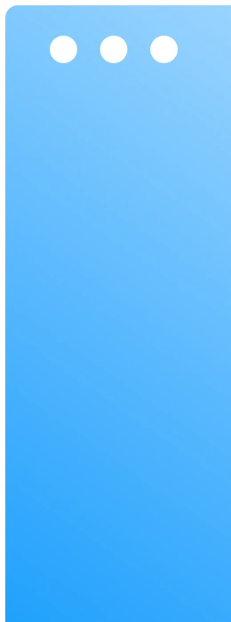 A vertical blue gradient rectangle with three evenly spaced white circles aligned horizontally near the top edge, symbolizing the connectivity offered by Gatehills, your best domain and hosting provider company.