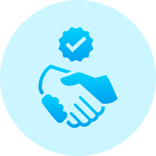 Shaking hands, with money and approval icons—representing agreements for buying domain names with Gatehills domain name registrar.