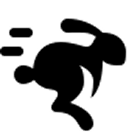 A running rabbit icon symbolizing the need to secure your domain name with Gatehills quickly, as good names don't last long.