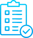 Checklist with a clipboard and a blue checkmark, symbolizing task completion by gatehills domain service providers..