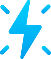 Blue lightning bolt symbol with motion lines, representing power, speed, or performance — ideal for tech or energy-related branding.