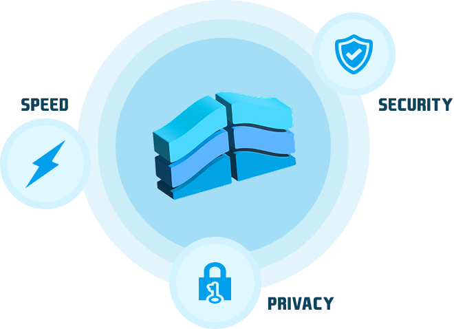 llustration representing speed, security and privacy