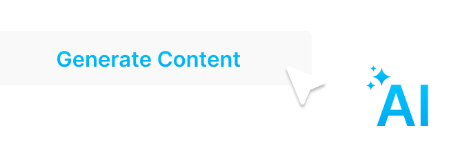 A white button labeled Generate Content with a cursor pointing to it, next to a blue AI icon with sparkles, highlights gatehills—your use best domain and hosting provider company.