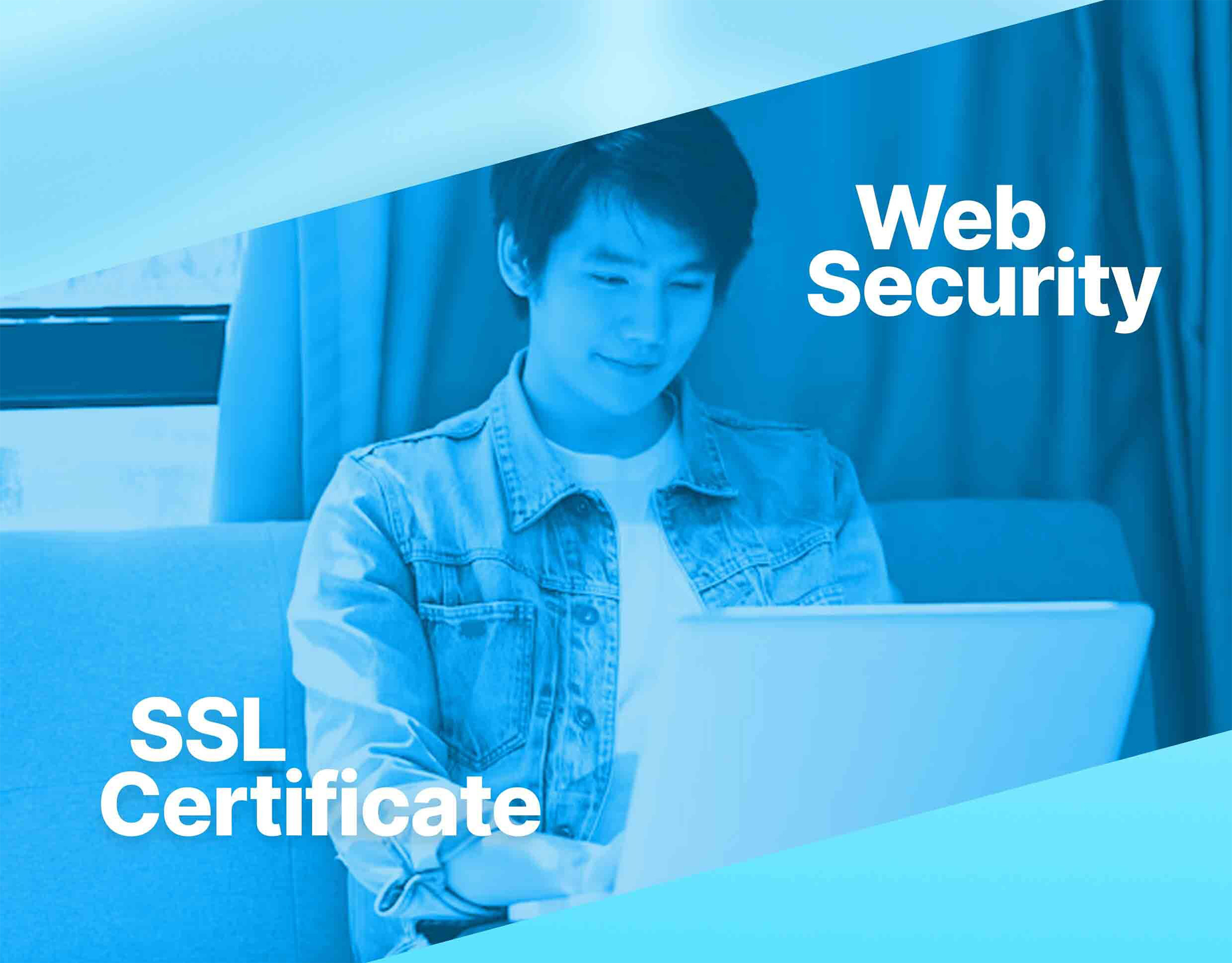 Boy working on laptop showing web security and ssl certification for domain by gatehills